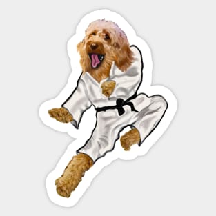 Cavapoo Fists of furry Kong fu Cava - Karate - martial arts Cavapoo Cavoodle puppy dog  - cavalier king charles spaniel poodle, puppy love Sticker